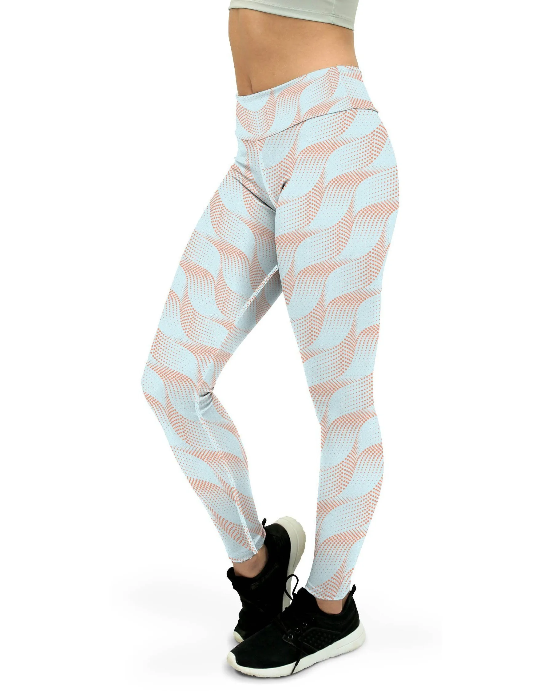 Light Blue & Apricot Wave Yoga Pants