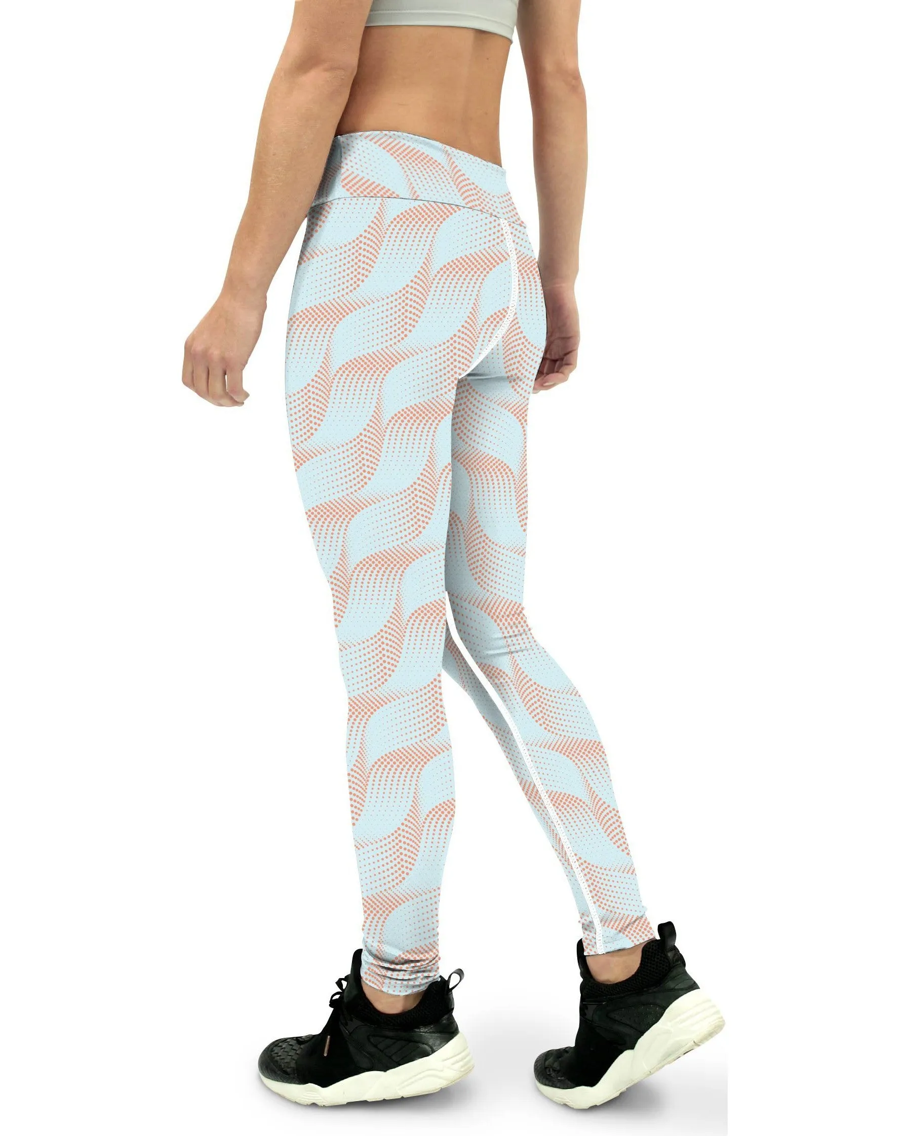 Light Blue & Apricot Wave Yoga Pants