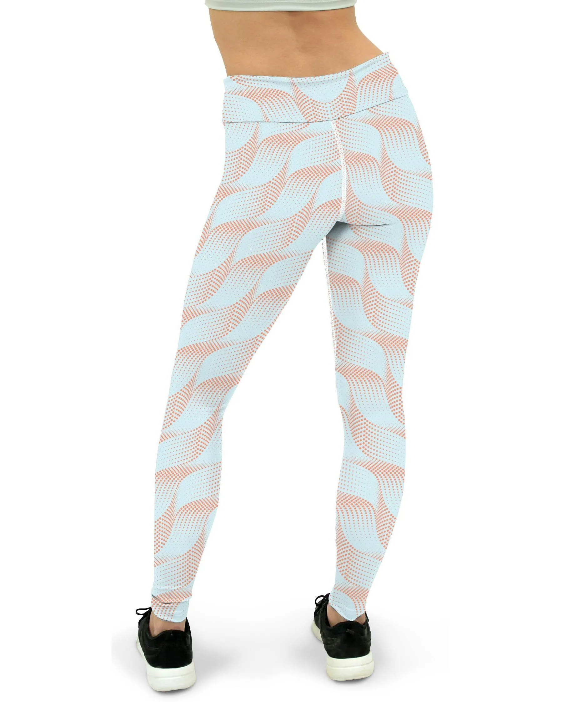 Light Blue & Apricot Wave Yoga Pants