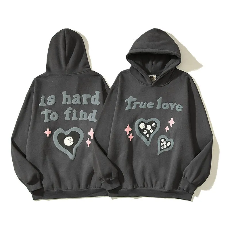 Love oversize high street graffiti hooded sweatshirt couple casual hoodie