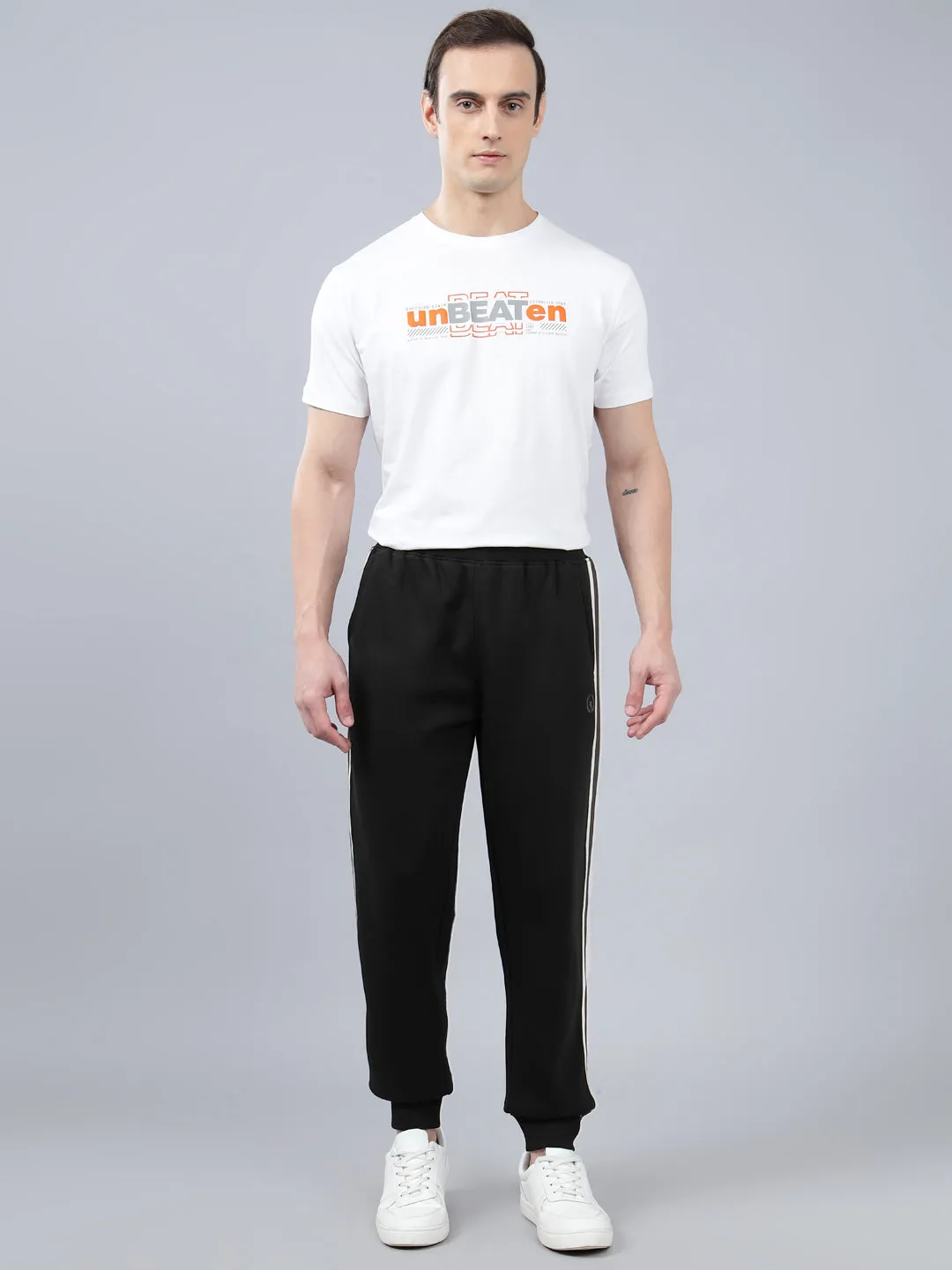 Men's Black Striped Winter Track Pant