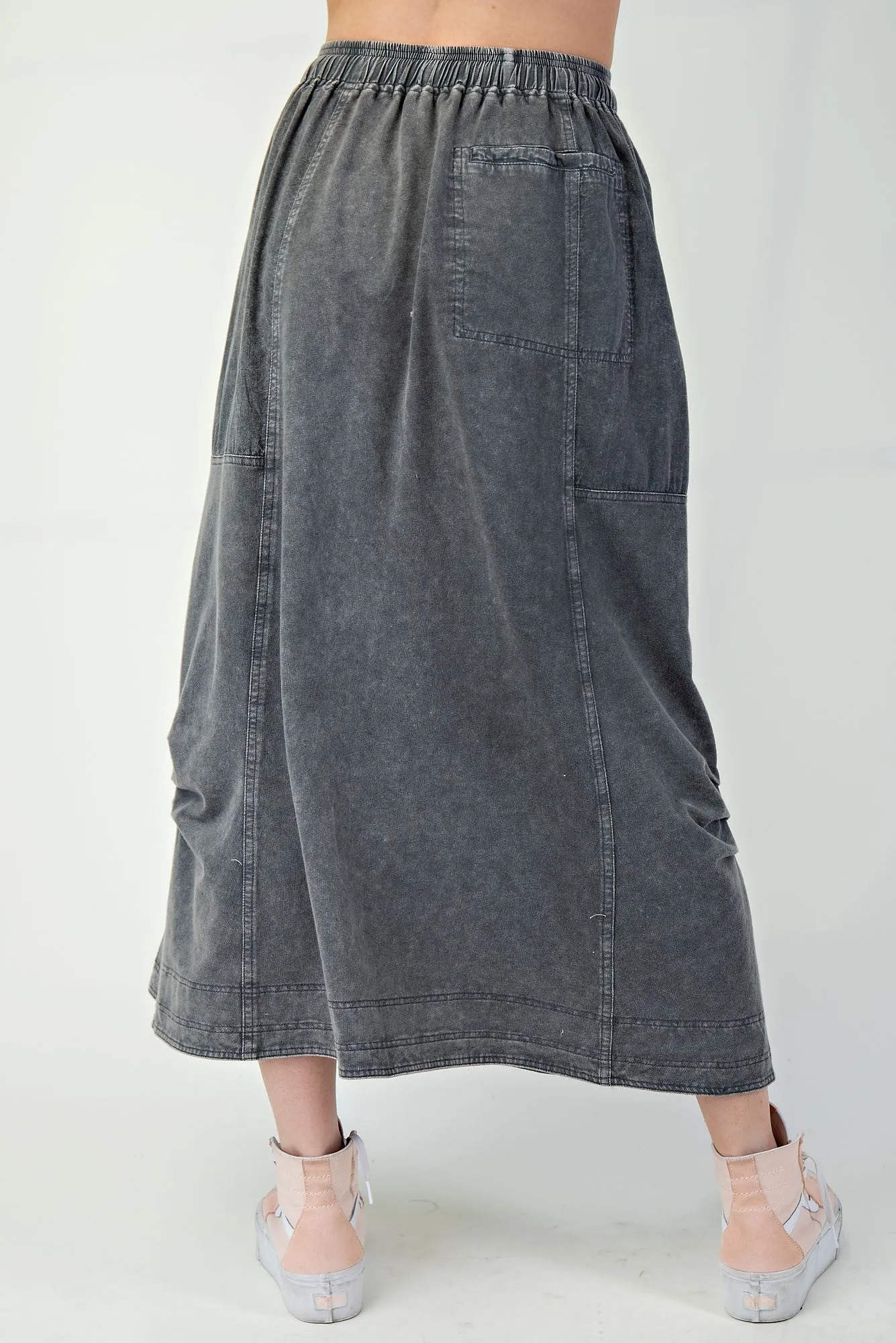 Mineral Washed Terry Knit Maxi Skirt