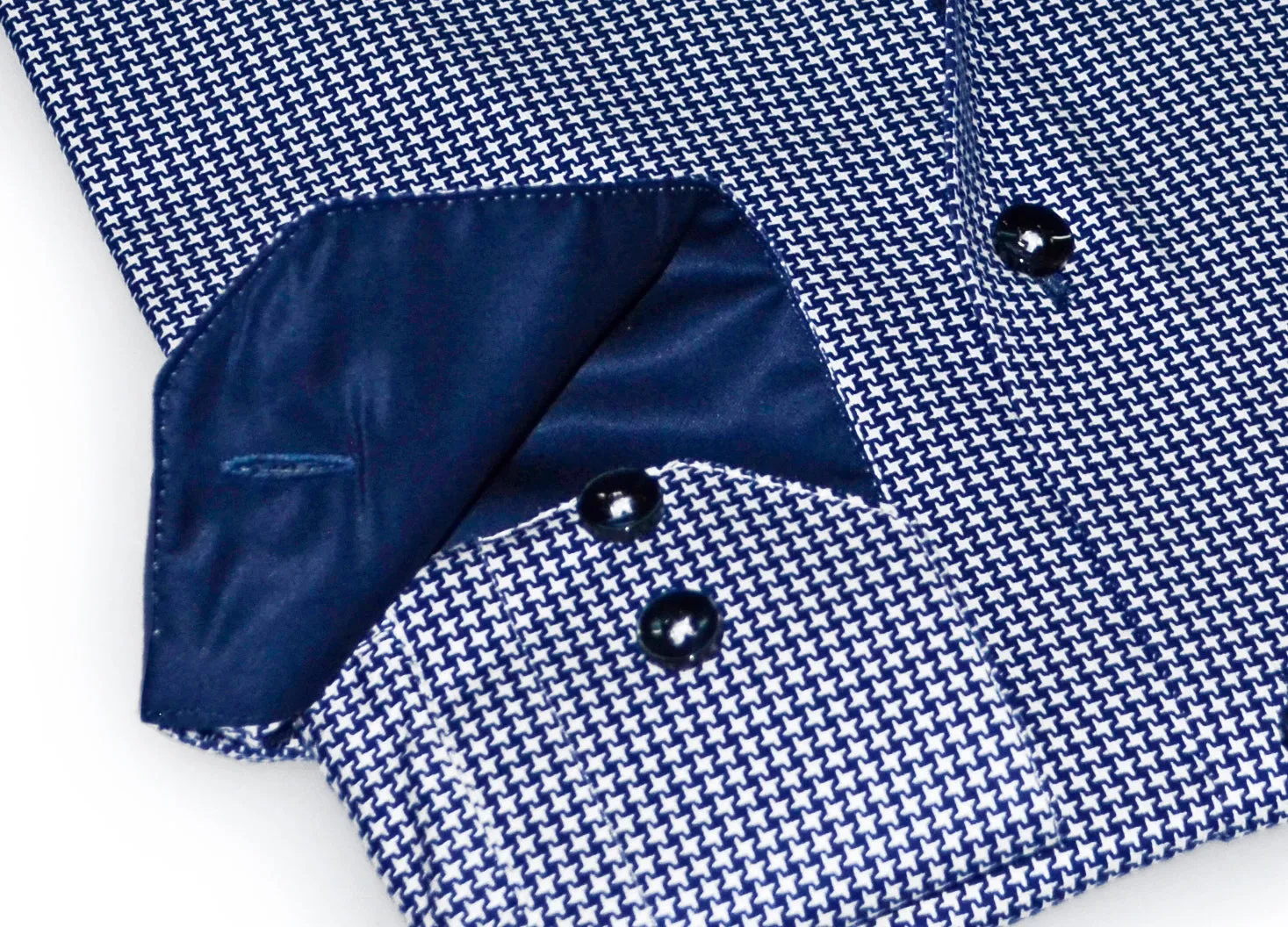 Mitch  Button-Up Shirt With Contrast Details // Houndstooth // Contemporary Fit (Regular)- final sale