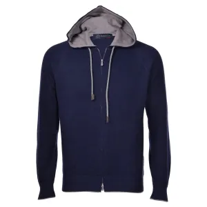 Navy Lightweight Cotton Cashmere Full Zip Hoodie