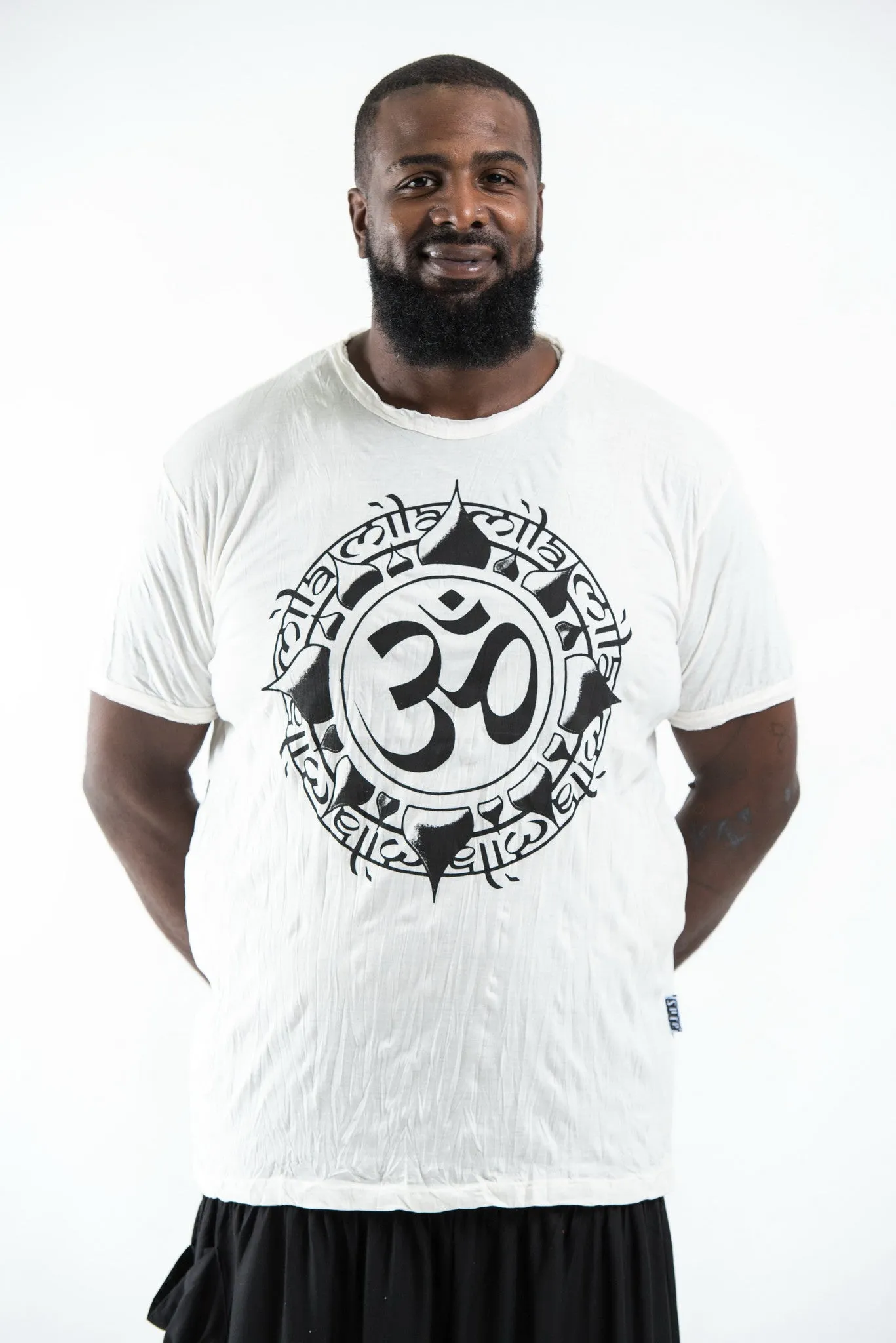 Plus Size Mens Infinitee Om T-Shirt in White