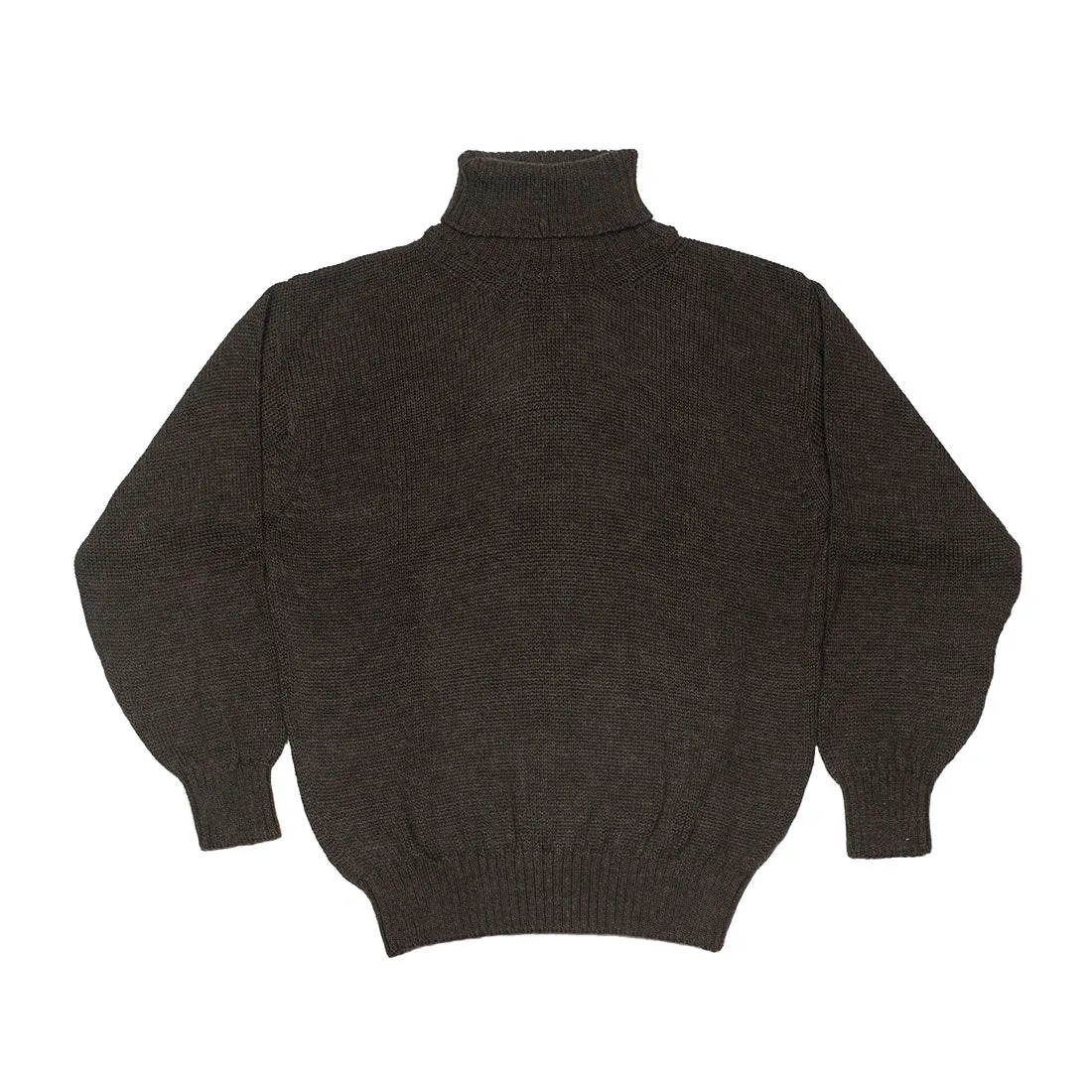 "Peat" brown alpaca & silk rollneck sweater (Exclusive)