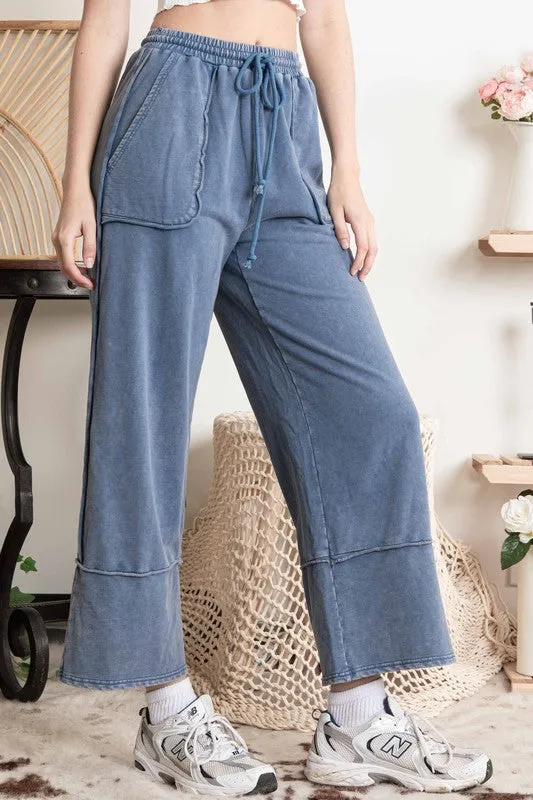 Raw Exposed Seam Elastic Waist Pants