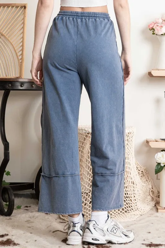 Raw Exposed Seam Elastic Waist Pants