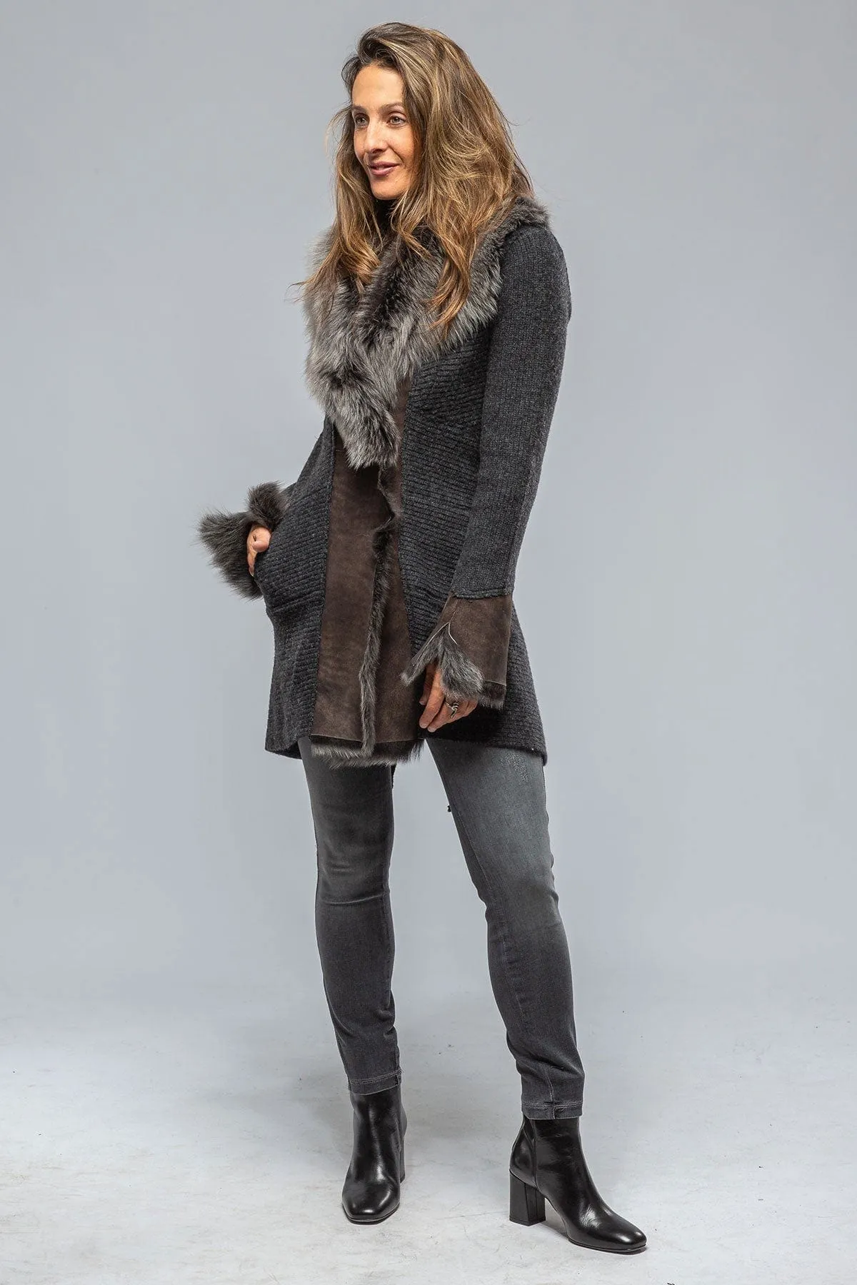 Regina Long Sweater Coat in Anthracite