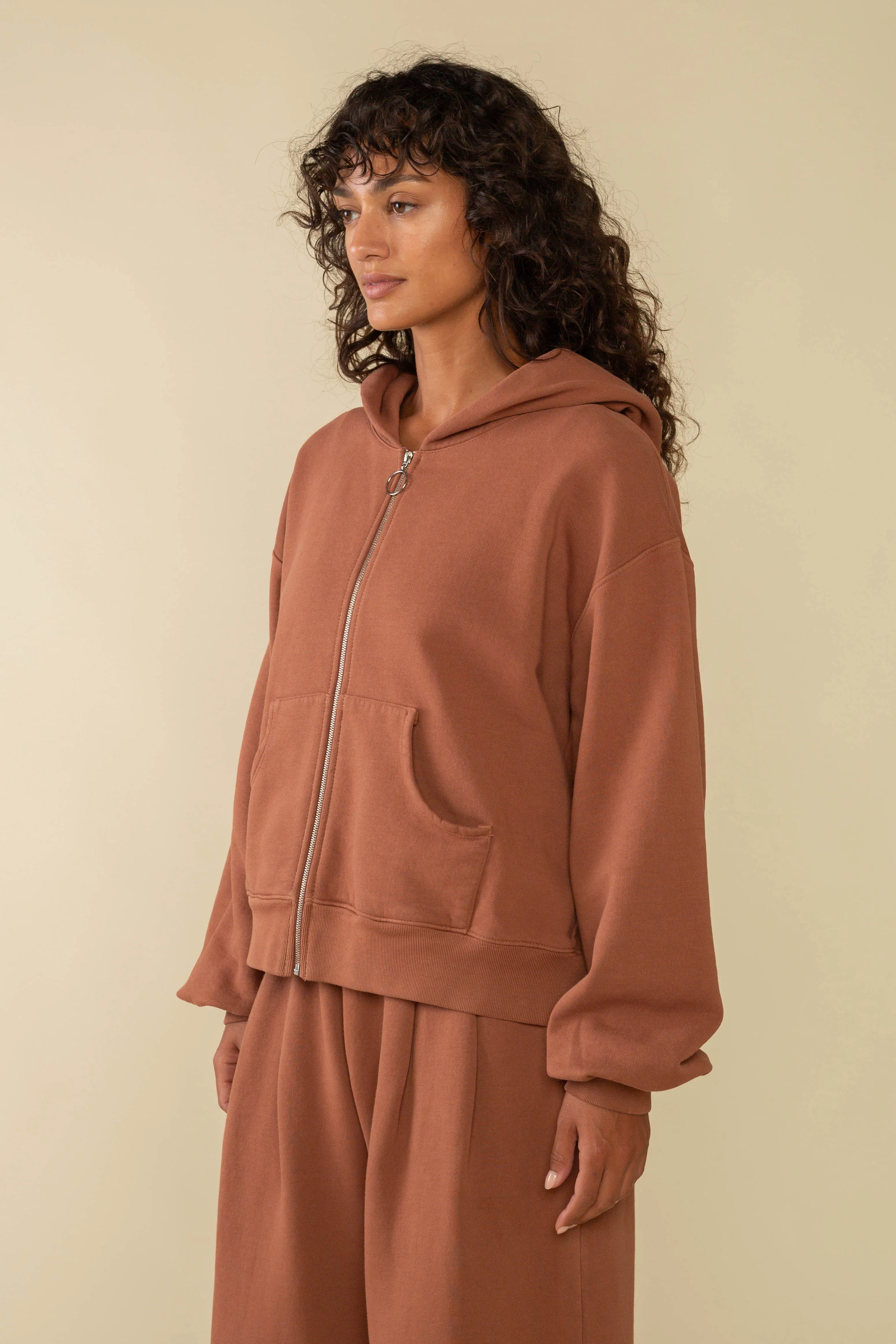 Relaxed Garment Dye Zip Hoodie