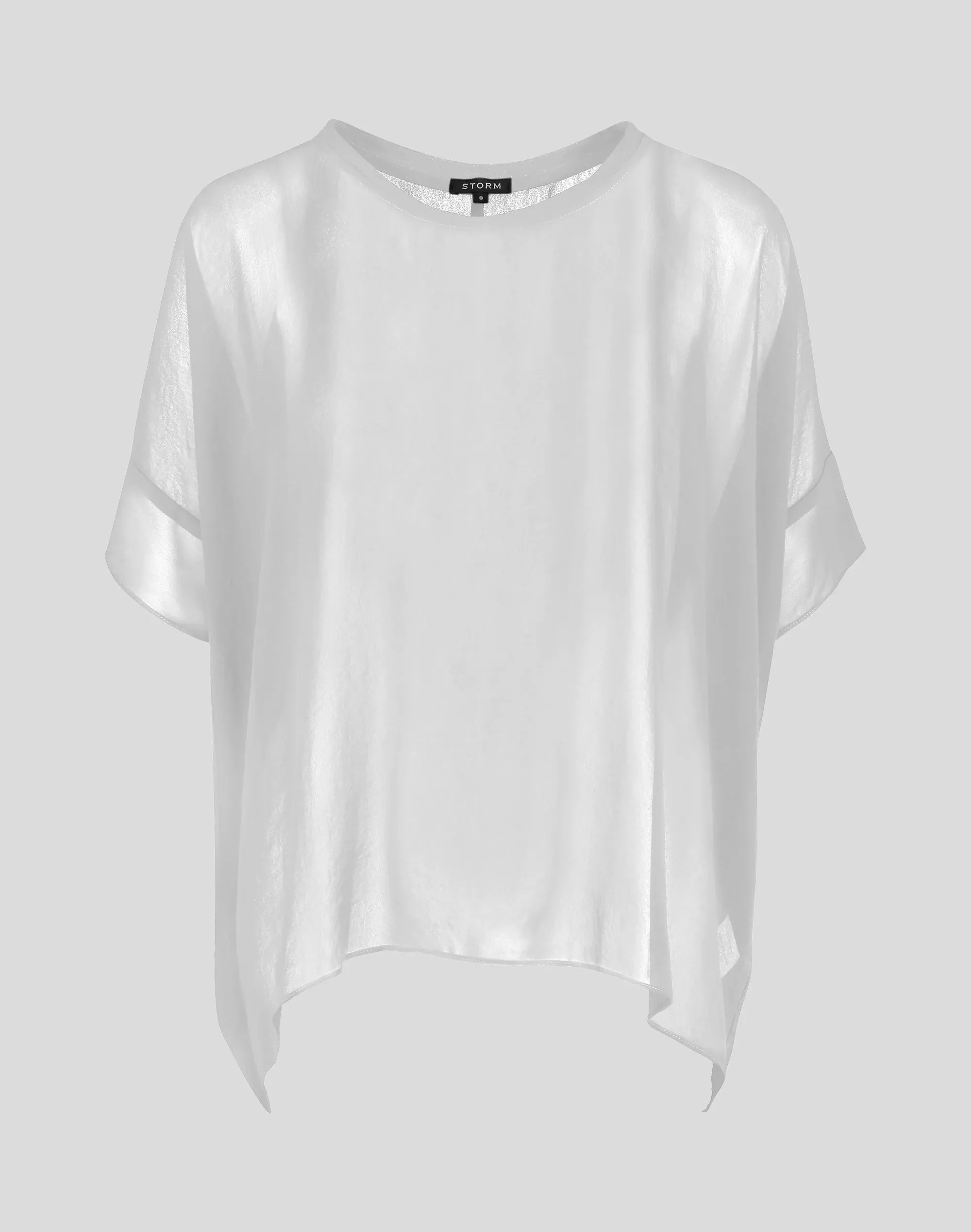 Relaxed Sheer Short Sleeve Top -WHITE