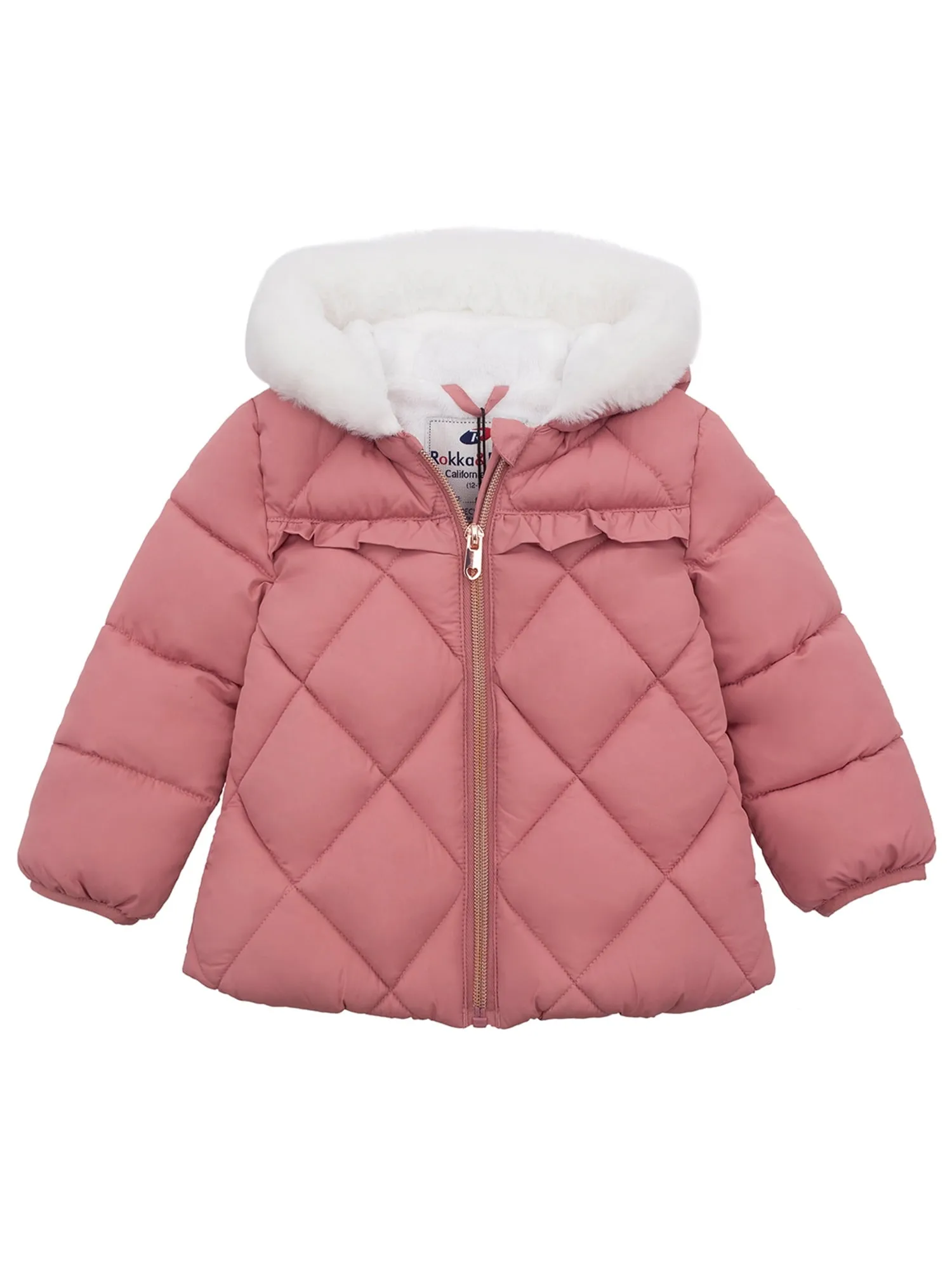 Rokka&Rolla Baby Girls' Puffer Jacket Toddler Fleece Lined Winter Coat for Infants, Sizes 6-24M