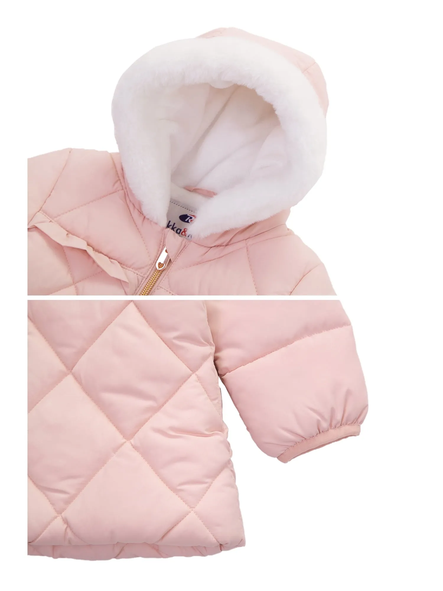 Rokka&Rolla Baby Girls' Puffer Jacket Toddler Fleece Lined Winter Coat for Infants, Sizes 6-24M