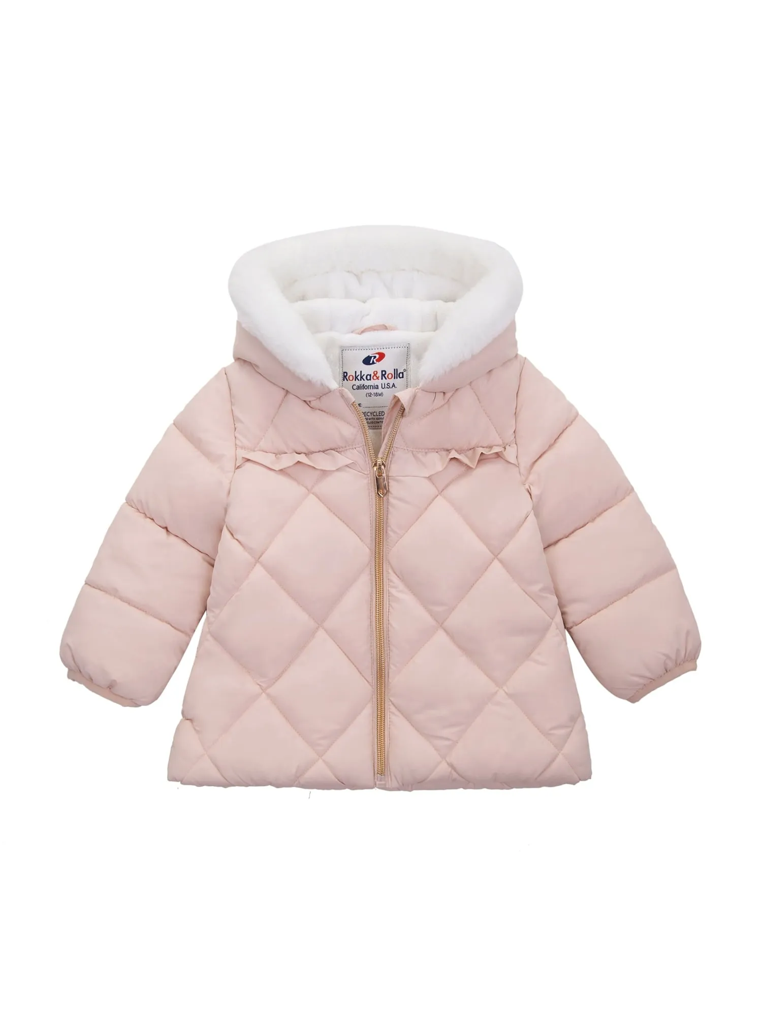 Rokka&Rolla Baby Girls' Puffer Jacket Toddler Fleece Lined Winter Coat for Infants, Sizes 6-24M