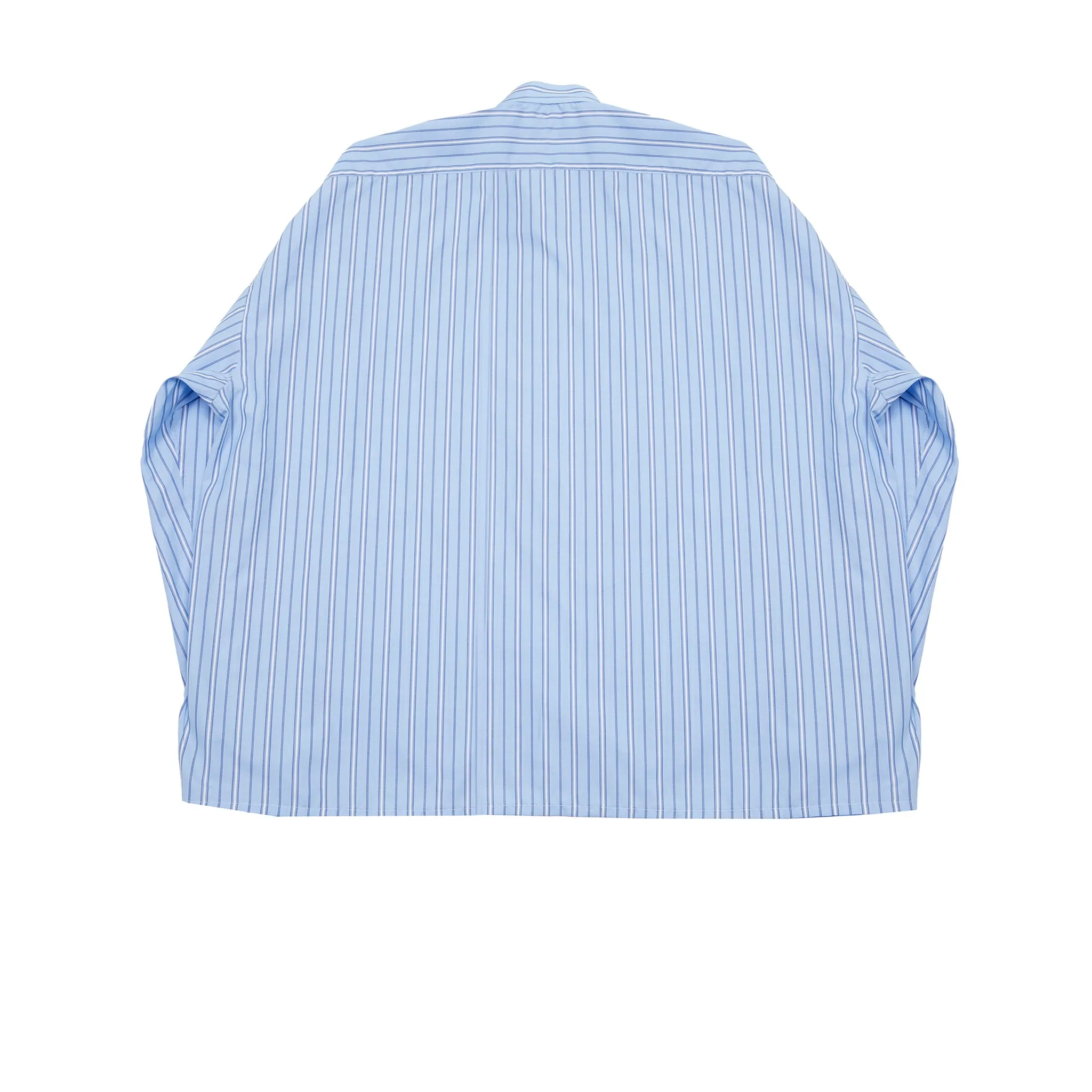 Salvatore Piccolo Women's Collarless Pop-Over Shirt in Blue Stripe