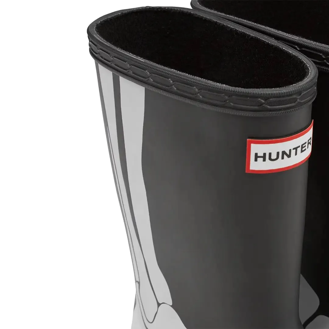 Skeleton Children's Wellington Boots - Black by Hunter