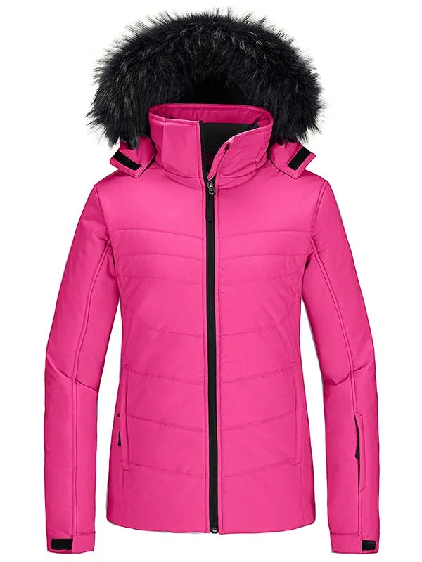 Skieer Women's Ski Jacket Waterproof Warm Puffer Jacket Thick Hooded Winter Coat