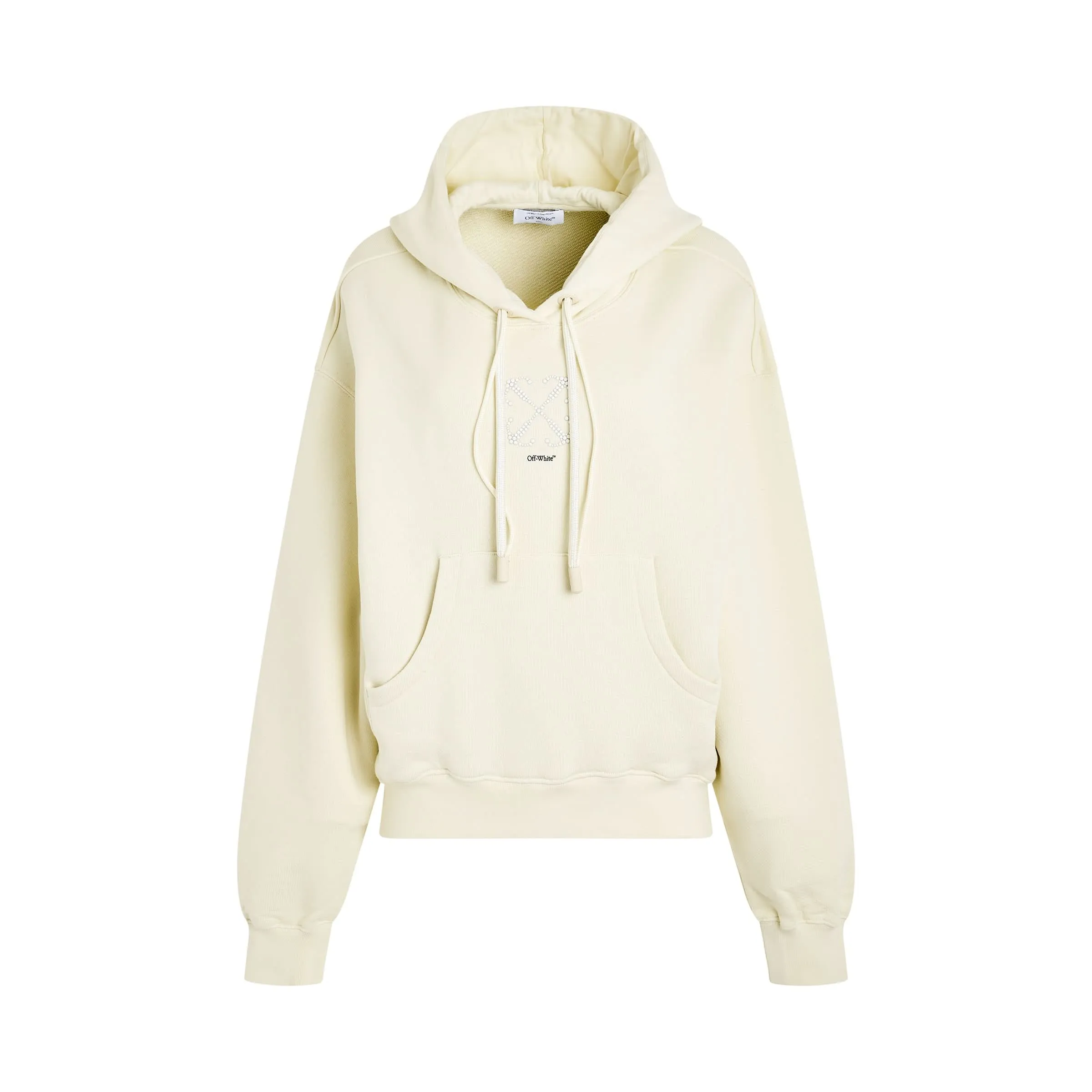 Small Arrow Pearl Oversize Fit Hoodie in Beige