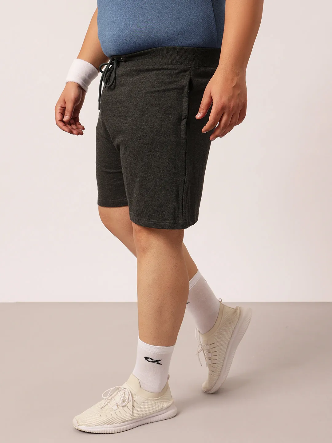 Solid Cotton Plus Size Shorts