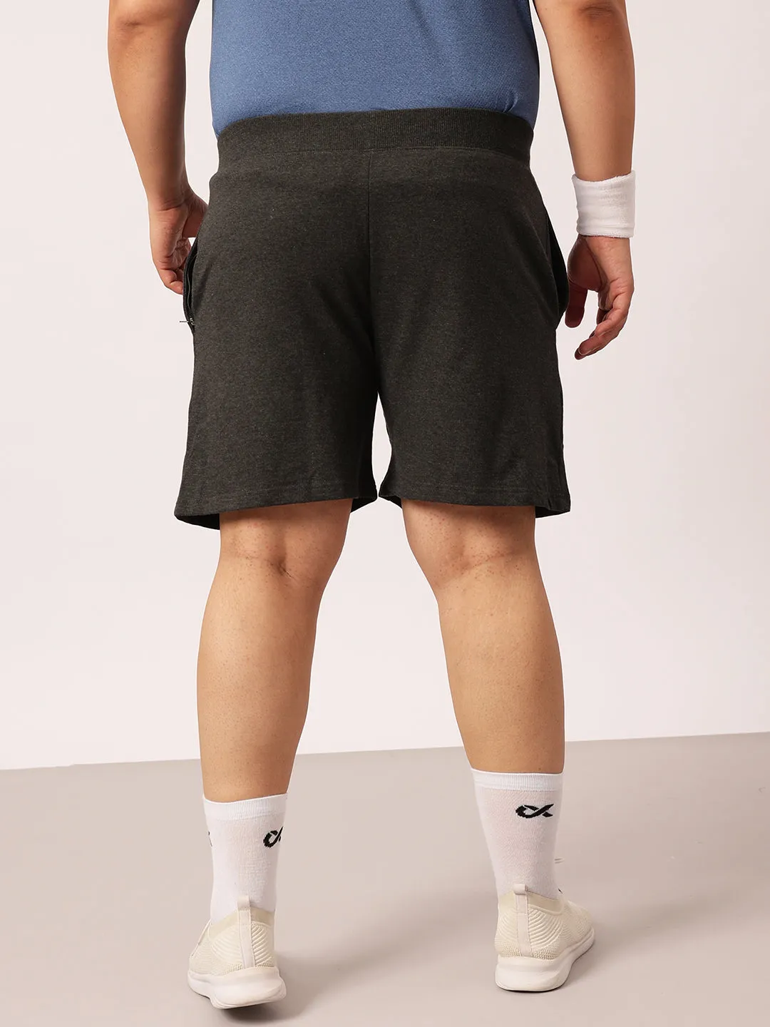 Solid Cotton Plus Size Shorts