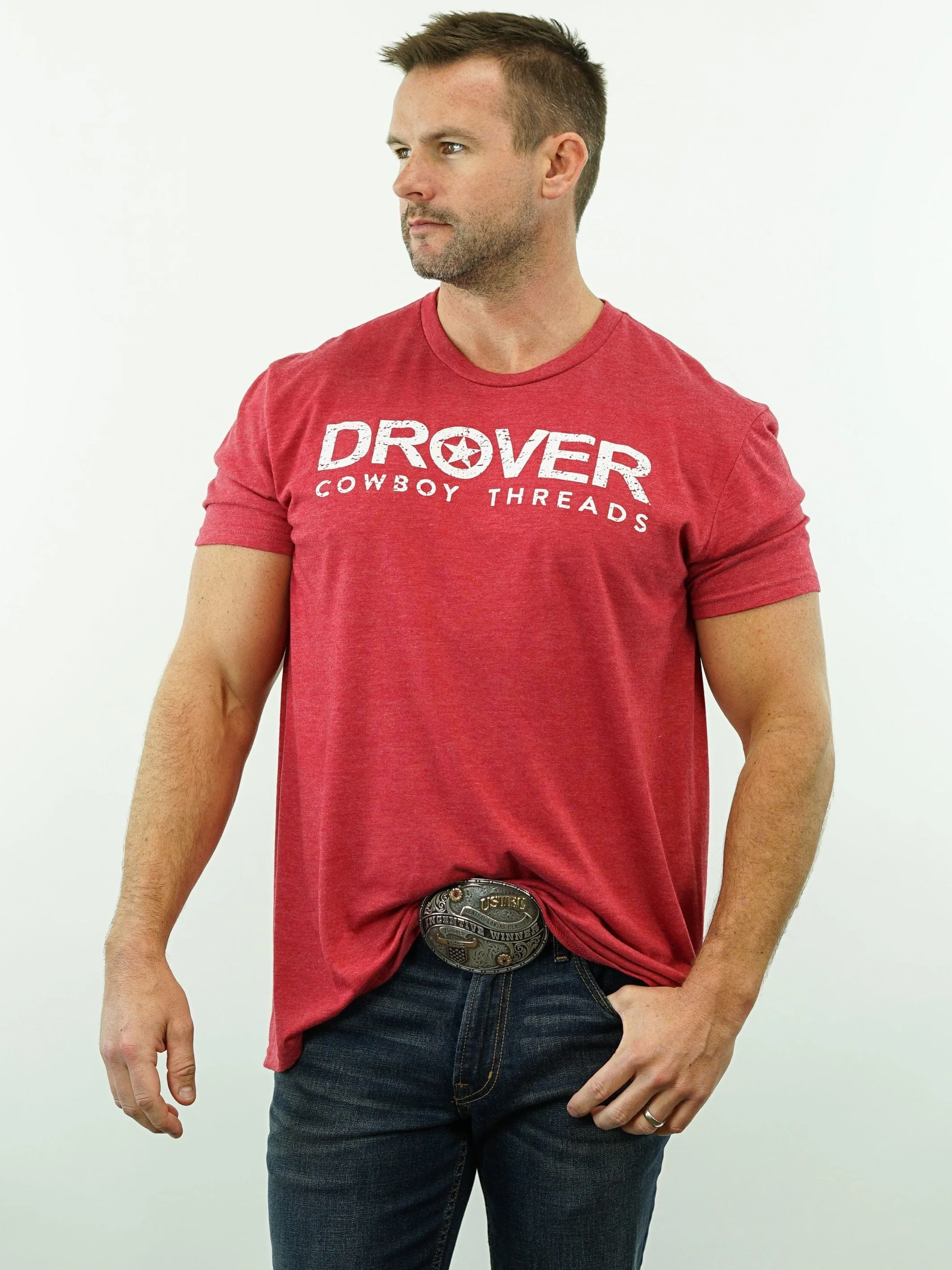 T-Shirt - Drover Cowboy Threads - Red Heather