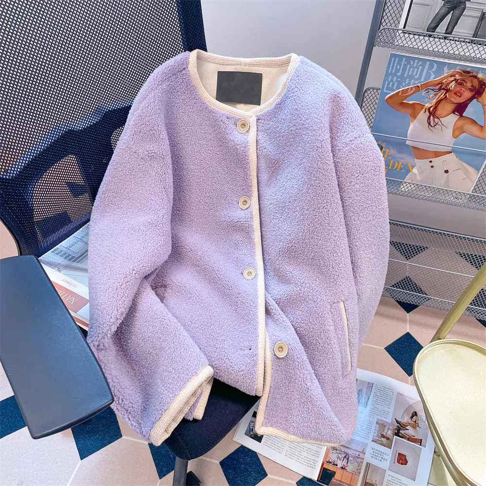 Thermal Purple Drawstring Lambswool Coat