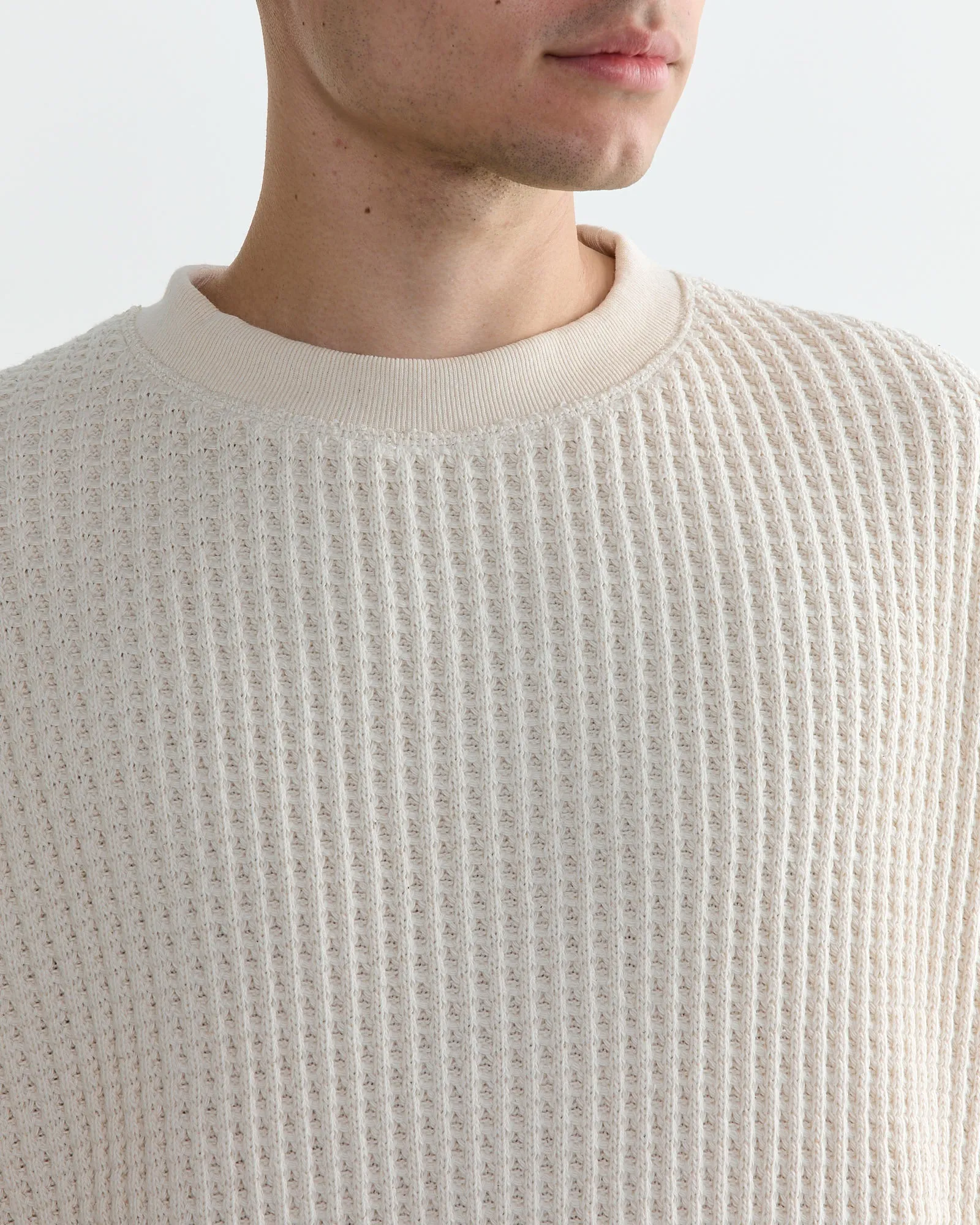 Waffle Crewneck in Ivory