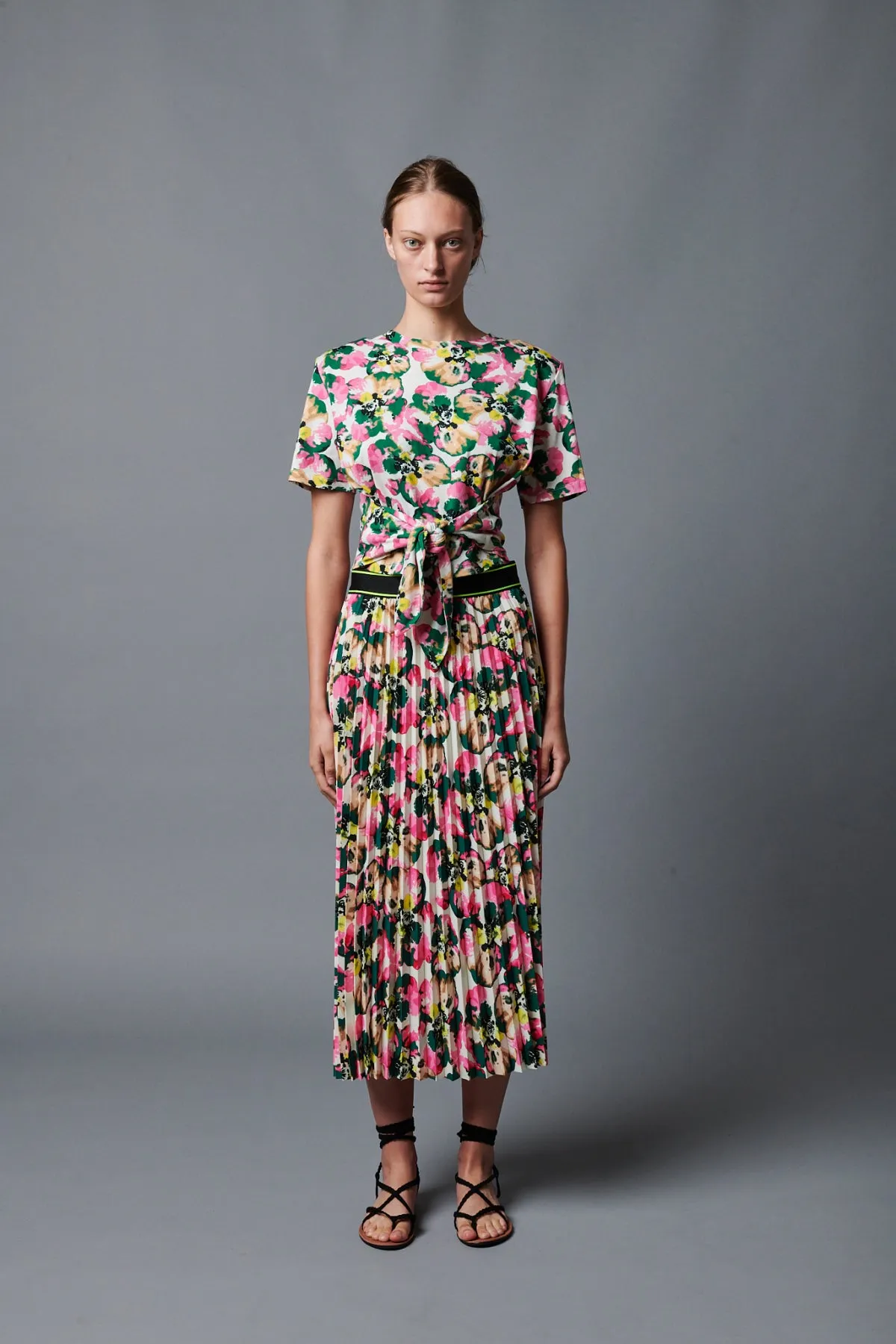 Warhol Floral Pleated Skirt