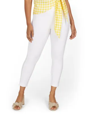 Whitney High-Waisted Pull-On Slim-Leg Ankle Pant - White