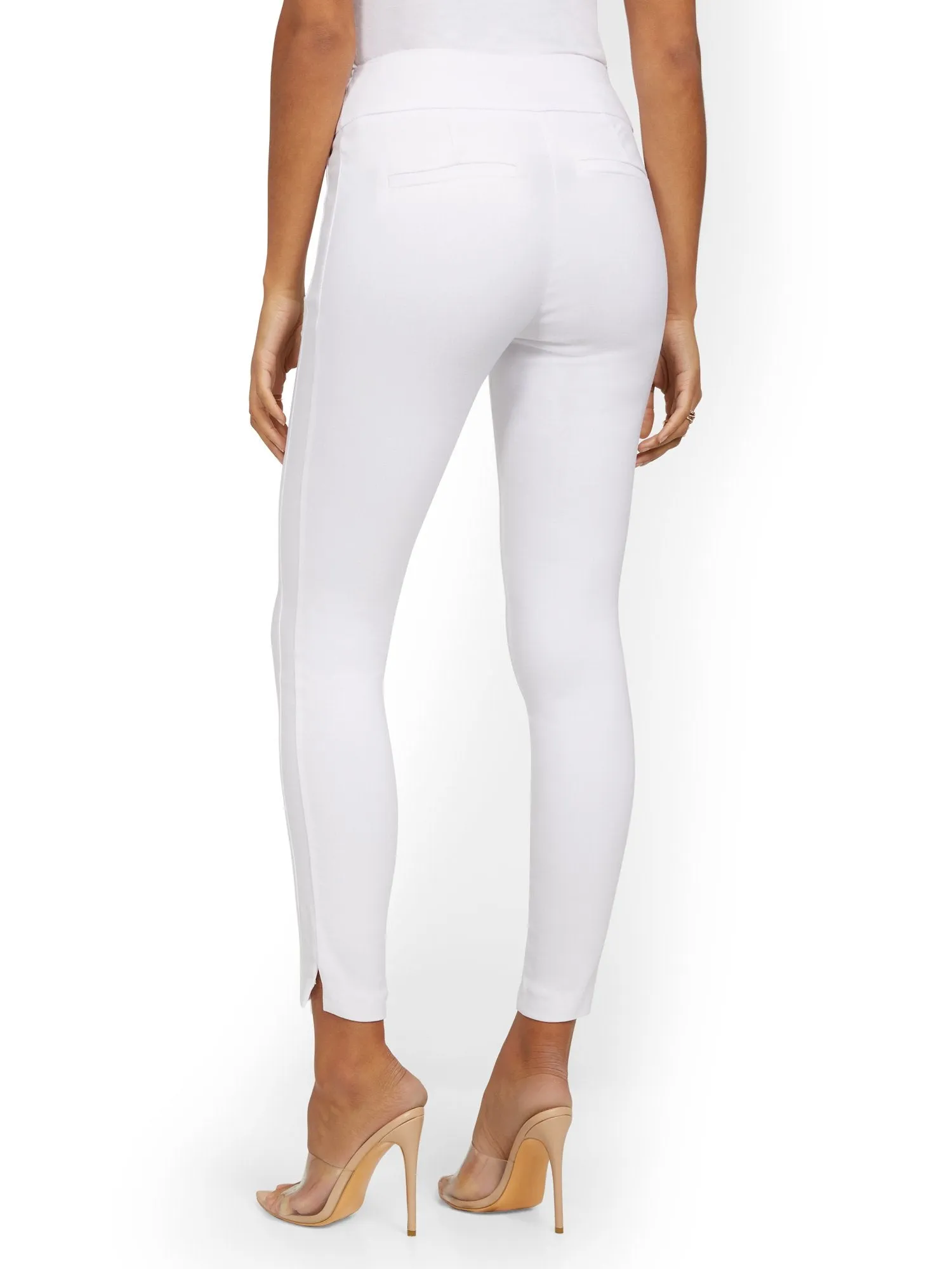 Whitney High-Waisted Pull-On Slim-Leg Ankle Pant - White