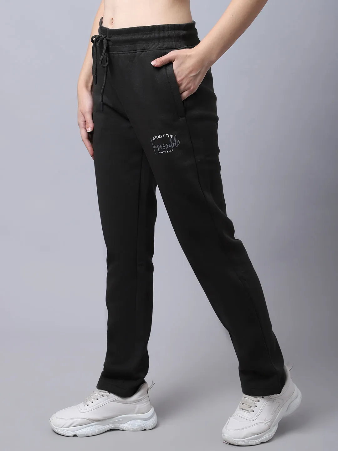 Women's Casual  Olive Full length Mid rise Track Pants