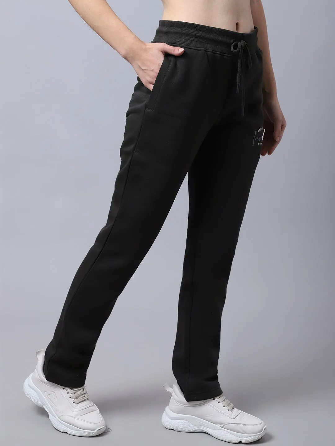 Women's Casual  Olive Full length Mid rise Track Pants